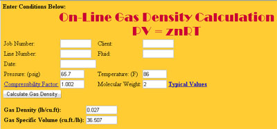 density gas database